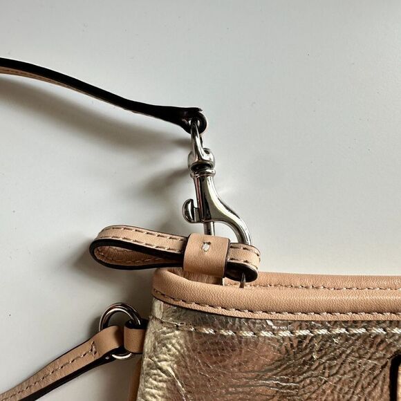 Silver leather mini bag Coach, fancy party clutch purse, shoulder small bag - Picture 3 of 5